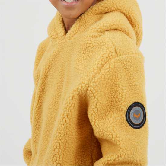 Brave Soul Boys Kangaroo Pocket Borg Hoodie With Badge Detail Deep Mustard 