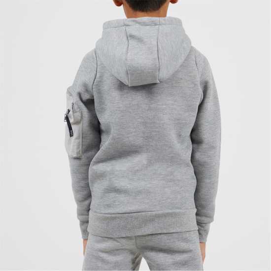 Brave Soul Boys Pull Over Hoodie With Zip Sleeve Pocket And Kangaroo Pocket Label Detail Light Grey 