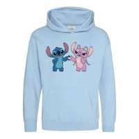 Character Disney Printed Junior Valentines Day Hoodie Stitch and Angel Heart 