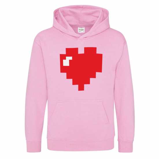 Awd Juniors Retro Gaming Printed Hoodie Pixel Heart 