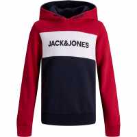 Jack And Jones Logo Blocking Sweat Hoodie Junior Tango Red Детски суитчъри и блузи с качулки
