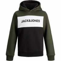 Jack And Jones Logo Blocking Sweat Hoodie Junior Forest Night Детски суитчъри и блузи с качулки