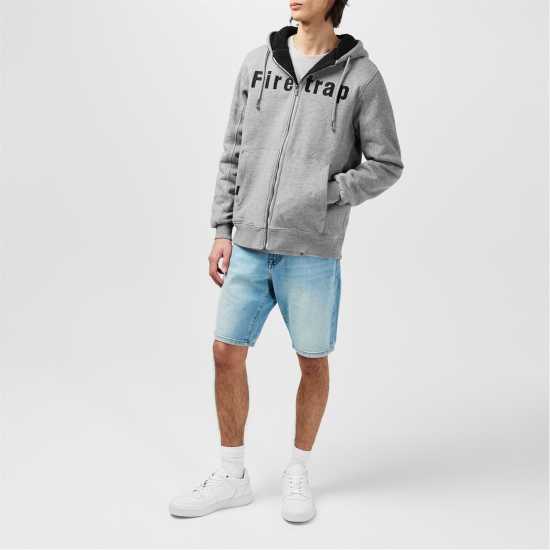 Firetrap Lined Hoodie Mens Сив марл Мъжки суитчъри и блузи с качулки