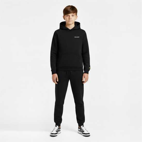Lyle And Scott Kids' Print Pull Over Hoodie Jet Black Z865 