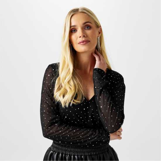 Biba Sequin Mesh Top  Дамски ризи и тениски