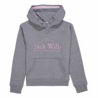Jack Wills Kids Girls Logo Script Hoodie Grey Heather Детски суитчъри и блузи с качулки