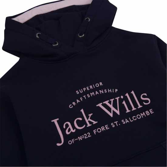 Jack Wills Kids Girls Logo Script Hoodie Navy Детски суитчъри и блузи с качулки