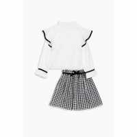 Girls Frill Top And Skirt Set White/black  Детски полар