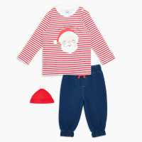 Boys 3 Piece Santa Top Pant And Hat Set Red/white  Детски полар