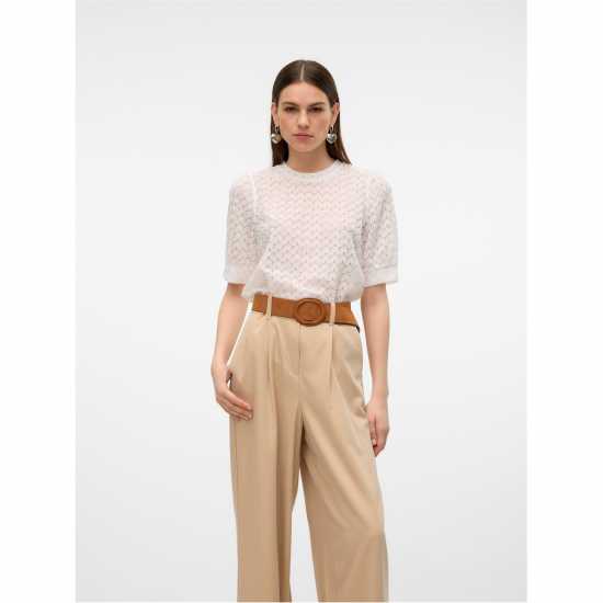 Vero Moda Becca Lace Top Ld99 Снежана Бяла Дамски ризи и тениски