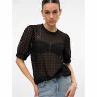 Vero Moda Becca Lace Top Ld99 Черно Дамски ризи и тениски