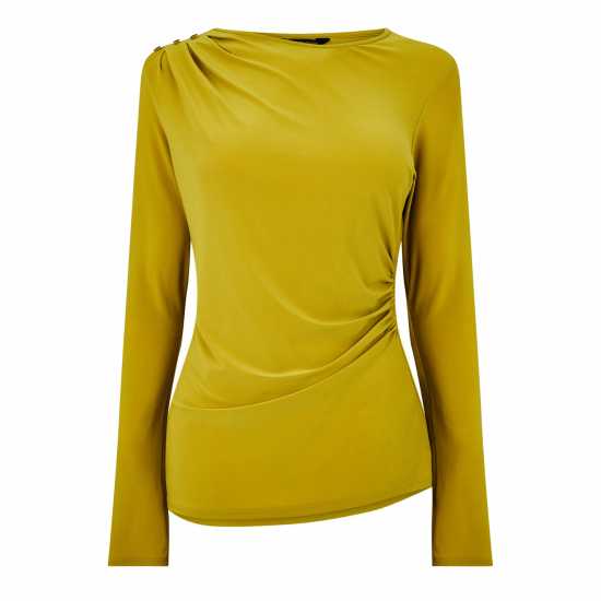 Biba Button Detail Blouse Шартрез Дамски ризи и тениски