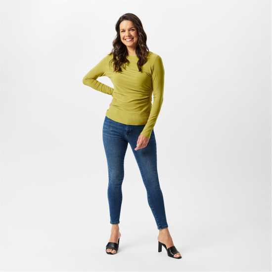 Biba Button Detail Blouse Шартрез Дамски ризи и тениски