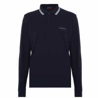 Pierre Cardin Блуза С Яка Long Sleeve Polo Shirt Navy Мъжко облекло за едри хора