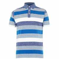 Pierre Cardin Мъжко Поло Райе Stripe Polo Shirt Mens Teal/Denim/Wht Мъжко облекло за едри хора