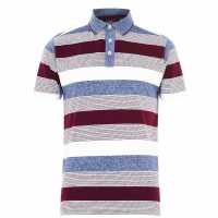 Pierre Cardin Мъжко Поло Райе Stripe Polo Shirt Mens Burg/Denim/Wht Мъжки тениски с яка