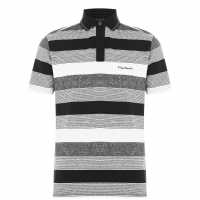 Pierre Cardin Мъжко Поло Райе Stripe Polo Shirt Mens Black/Char/Grey Мъжко облекло за едри хора