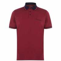 Pierre Cardin Мъжко Поло Райе Pin Stripe Polo Shirt Mens Red/Navy Мъжки тениски с яка