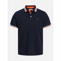 Jack and Jones Men's Paulos Short Sleeve Polo Shirt Black Navy 