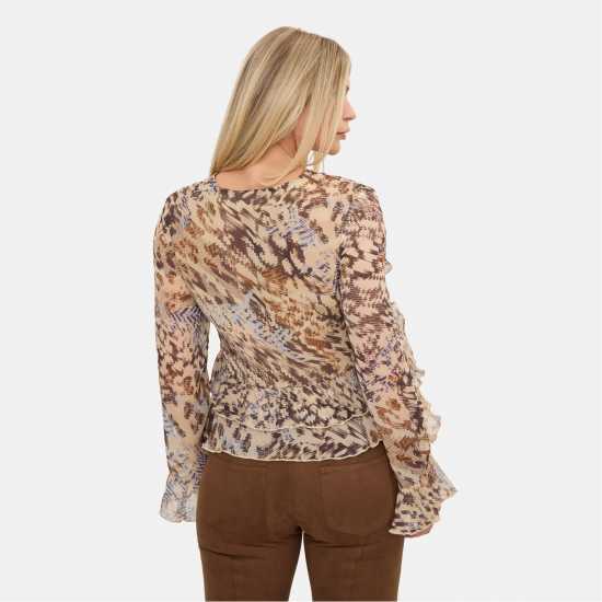 Printed Ruffle Blouse  