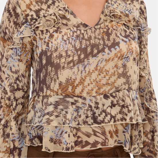 Printed Ruffle Blouse  