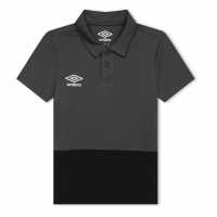 Umbro Детска Блуза С Яка Poly Polo Shirt Juniors Carbon/Black Детски тениски тип поло