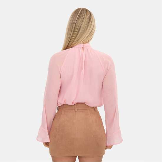 I Saw It First Long Sleeve Ruffle Blouse Blush 