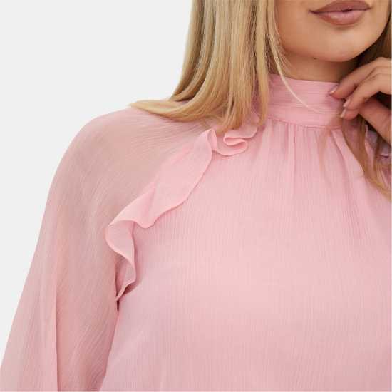 I Saw It First Long Sleeve Ruffle Blouse Blush 