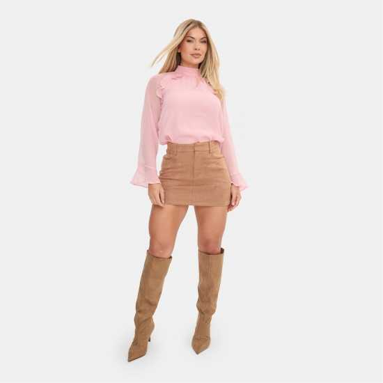 I Saw It First Long Sleeve Ruffle Blouse Blush 
