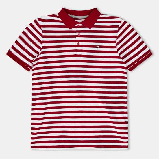 Блуза С Яка Farah Unisex Kids Yd Stripe Short Sleeve Polo Shirt Червено Блуза С Яка Farah Unisex Kids Yd Stripe Short Sleeve Polo Shirt Червено