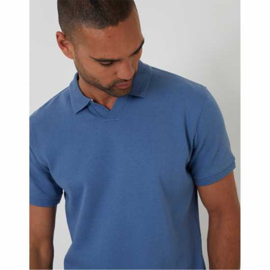 Блуза С Яка Threadbare Men's Short-Sleeve Polo Shirt Деним Син Блуза С Яка Threadbare Men's Short-Sleeve Polo Shirt Деним Син