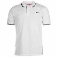 Slazenger Мъжка Блуза С Яка Tipped Polo Shirt Mens Бяло Мъжко облекло за едри хора