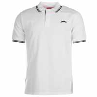 Slazenger Мъжка Блуза С Яка Tipped Polo Shirt Mens White Мъжко облекло за едри хора