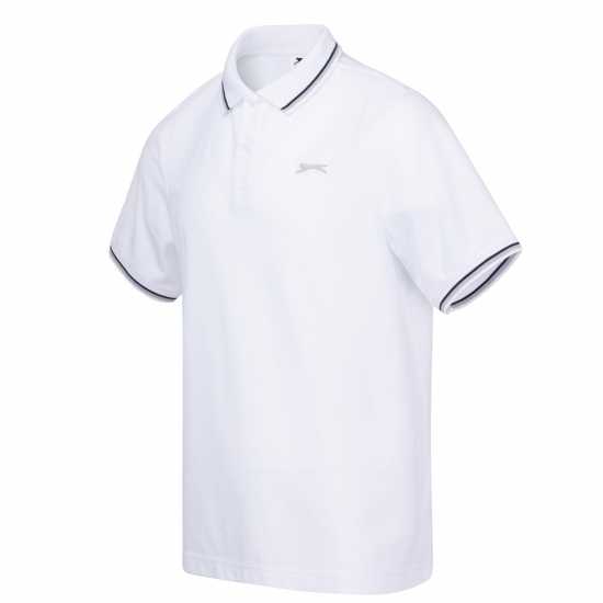 Slazenger Мъжка Блуза С Яка Tipped Polo Shirt Mens White Мъжко облекло за едри хора