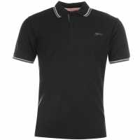 Slazenger Мъжка Блуза С Яка Tipped Polo Shirt Mens Черно Мъжко облекло за едри хора
