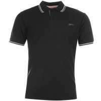 Slazenger Мъжка Блуза С Яка Tipped Polo Shirt Mens Black Мъжко облекло за едри хора