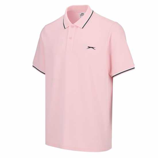 Slazenger Мъжка Блуза С Яка Tipped Polo Shirt Mens Pink Мъжко облекло за едри хора