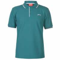 Slazenger Мъжка Блуза С Яка Tipped Polo Shirt Mens Teal Blue Мъжко облекло за едри хора