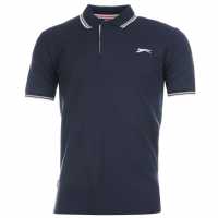 Slazenger Мъжка Блуза С Яка Tipped Polo Shirt Mens Морска синьо Мъжко облекло за едри хора
