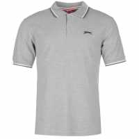 Slazenger Мъжка Блуза С Яка Tipped Polo Shirt Mens Grey Marl Мъжко облекло за едри хора