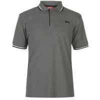 Slazenger Мъжка Блуза С Яка Tipped Polo Shirt Mens Тъмно сиво марл Мъжко облекло за едри хора