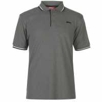 Slazenger Мъжка Блуза С Яка Tipped Polo Shirt Mens Charcoal Marl Мъжко облекло за едри хора