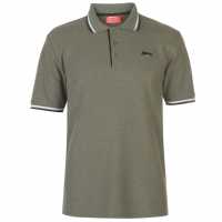 Slazenger Мъжка Блуза С Яка Tipped Polo Shirt Mens Khaki Marl Мъжко облекло за едри хора