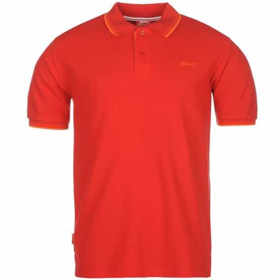 Slazenger Мъжка Блуза С Яка Tipped Polo Shirt Mens Червена вишня Мъжко облекло за едри хора