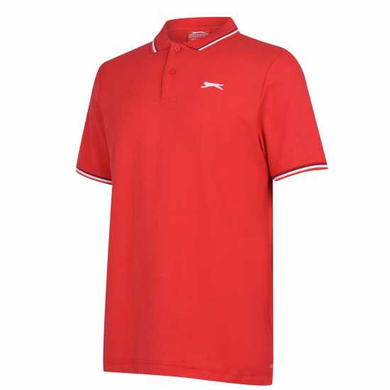 Slazenger Мъжка Блуза С Яка Tipped Polo Shirt Mens Червена вишня Мъжко облекло за едри хора