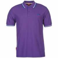 Slazenger Мъжка Блуза С Яка Tipped Polo Shirt Mens Purple Мъжко облекло за едри хора