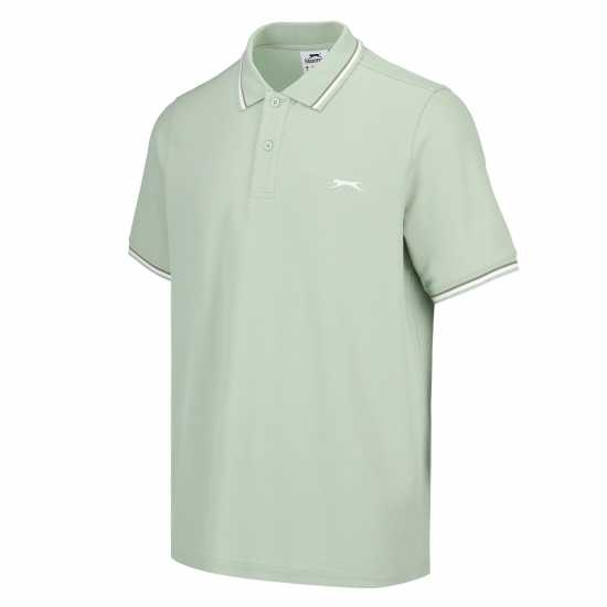 Slazenger Мъжка Блуза С Яка Tipped Polo Shirt Mens Green Мъжко облекло за едри хора