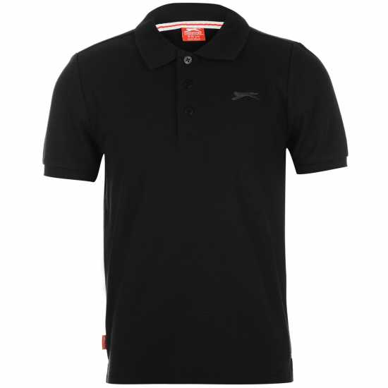 Slazenger Детска Блуза С Яка Plain Polo Shirt Junior Черно Детски тениски тип поло
