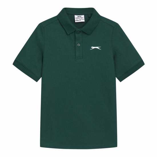 Slazenger Детска Блуза С Яка Plain Polo Shirt Junior Тъмно зелено Детски тениски тип поло
