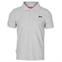 Slazenger Детска Блуза С Яка Plain Polo Shirt Junior Boys Grey Marl Мъжки тениски с яка